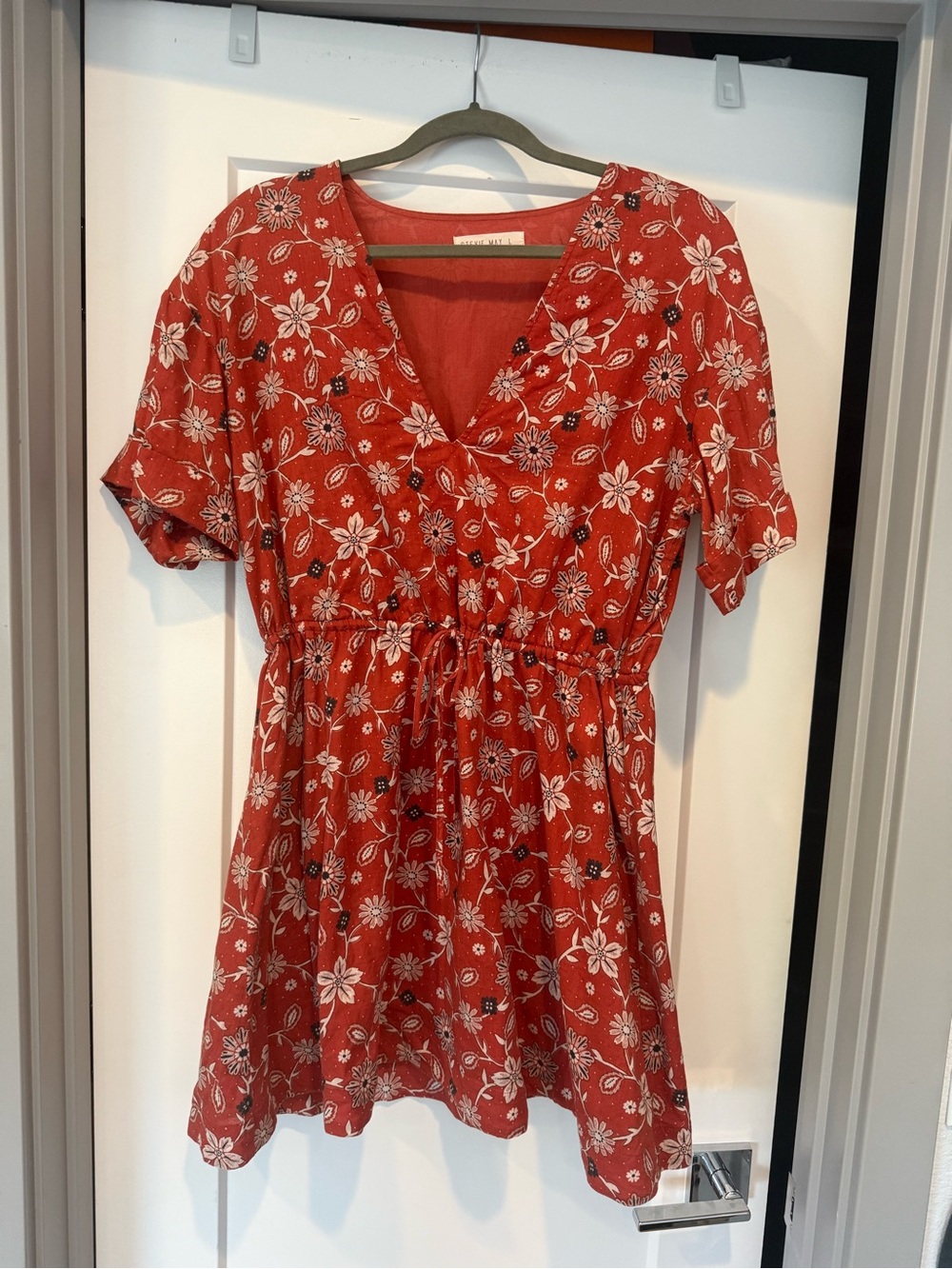 Stevie May Red Floral V-Neck Short Sleeve Dress